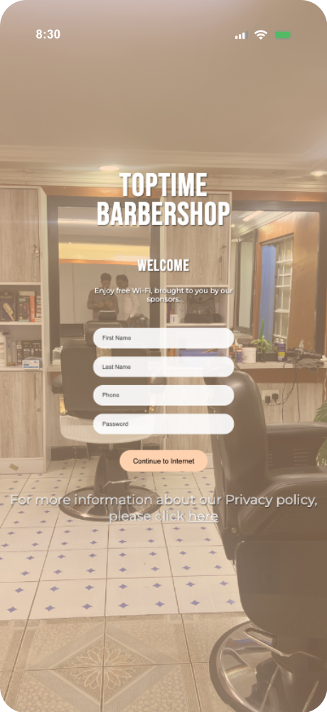 Social media WiFi login portal